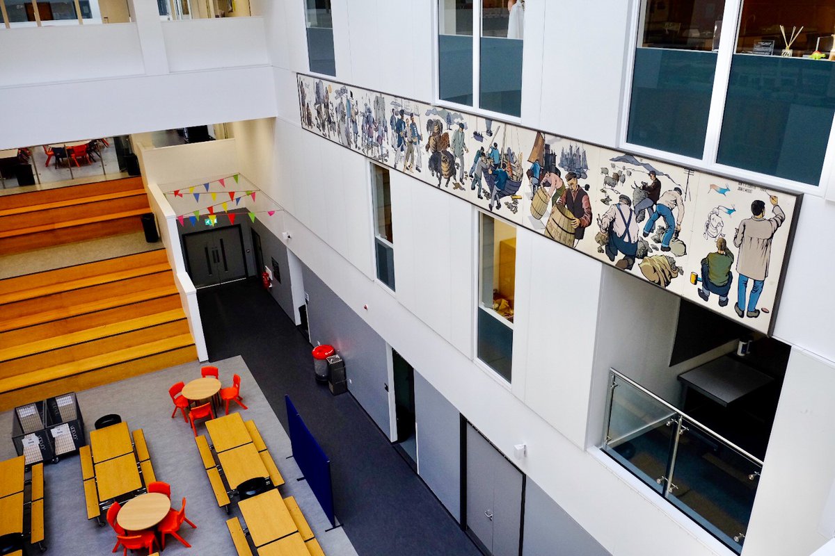 ShetIslandsCll's tweet photo. Three murals created in the 1960s and 1970s have now been installed in the Anderson High School, adding "colour and character" in one of the busiest parts of the new school buildingπ¨ #Shetland #Lerwick #SICSchools #NewAndHS https://t.co/FNugz5Mxdr https://t.co/iEoaBGUuDm