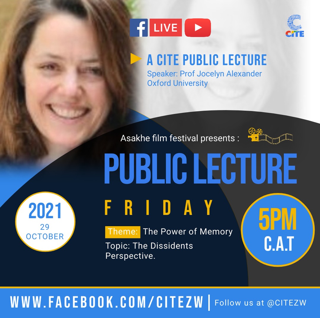 citezw's tweet image. What you can look forward to this week at the #AsakheFilmFestival 

🔵3 Public Lectures on October 27, 28 and 29. 

🔵All at 5PM on our Facebook page facebook.com/CITEZW

🔵Follow @citezw to receive a notification on the lectures 

#PowerOfMemory
#Asakhe
@Gukurahundizim