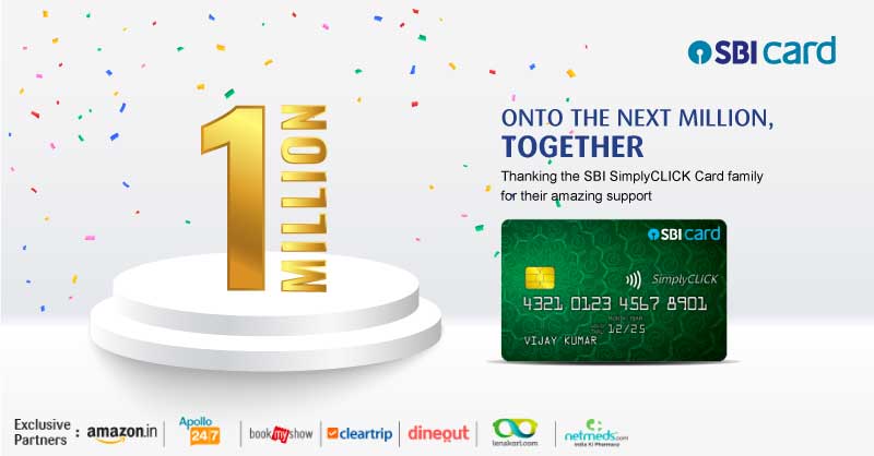 SBICard_Connect's tweet photo. What makes the SBI SimplyCLICK Card so great is our amazing partners, who provide the best deals to our customers.
Together, we are 1 million strong!
Know more: https://t.co/NHWCZ8XUza
#SBICard #SimplyCLICK #Amazon #Cleartrip #BookMyShow #Dineout #Lenskart #NetMeds #Apollo24x7 https://t.co/F4ucdRc0jk