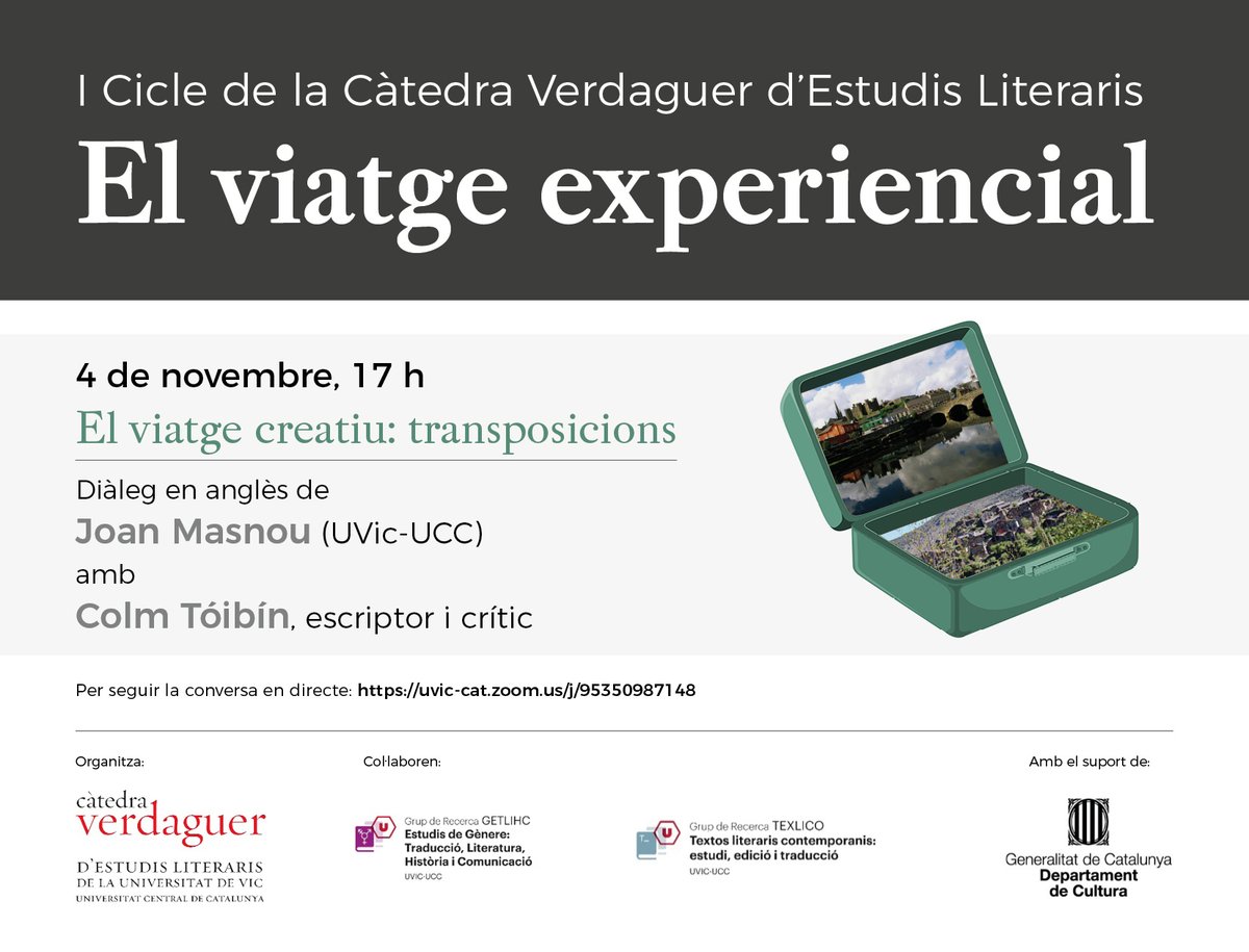 UDivulga's tweet photo. El proper 4/11 comença el "I Cicle de la Càtedra #Verdaguer d'Estudis Literaris" @uvic_ucc.
J. Masnou, prof. de la @UVic_FEC i investigador del #TEXLICO @UVic_FETCH entrevistarà a l'escriptor i crític Colm Tóibín.
ℹ️ https://t.co/MVRTYfz2Lf
#colmtóibín #pallars @XarxaGeoLit https://t.co/yfnUK5uUO7