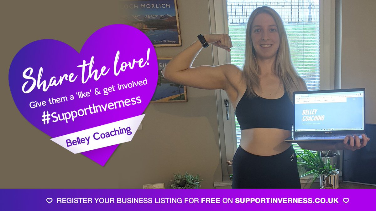 SupportInvernss's tweet photo. Another new member! @SupportInvernss would like to welcome Belley Coaching to the family. A personal trainer based in Inverness. Offering one-to-one personal training sessions and online coaching💜 
https://t.co/HzqHpiRC9m
#SupportInverness #Inverness #Fitness #Training #Coaching https://t.co/xKDuYhlSCD