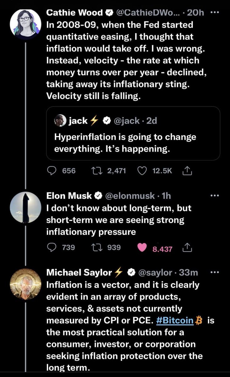 Trader_20_'s tweet photo. Keď sa 4 miliardári rozprávajú o inflácii. Toto začína byť vážnejší problém. https://t.co/ZLwDwPlhAF