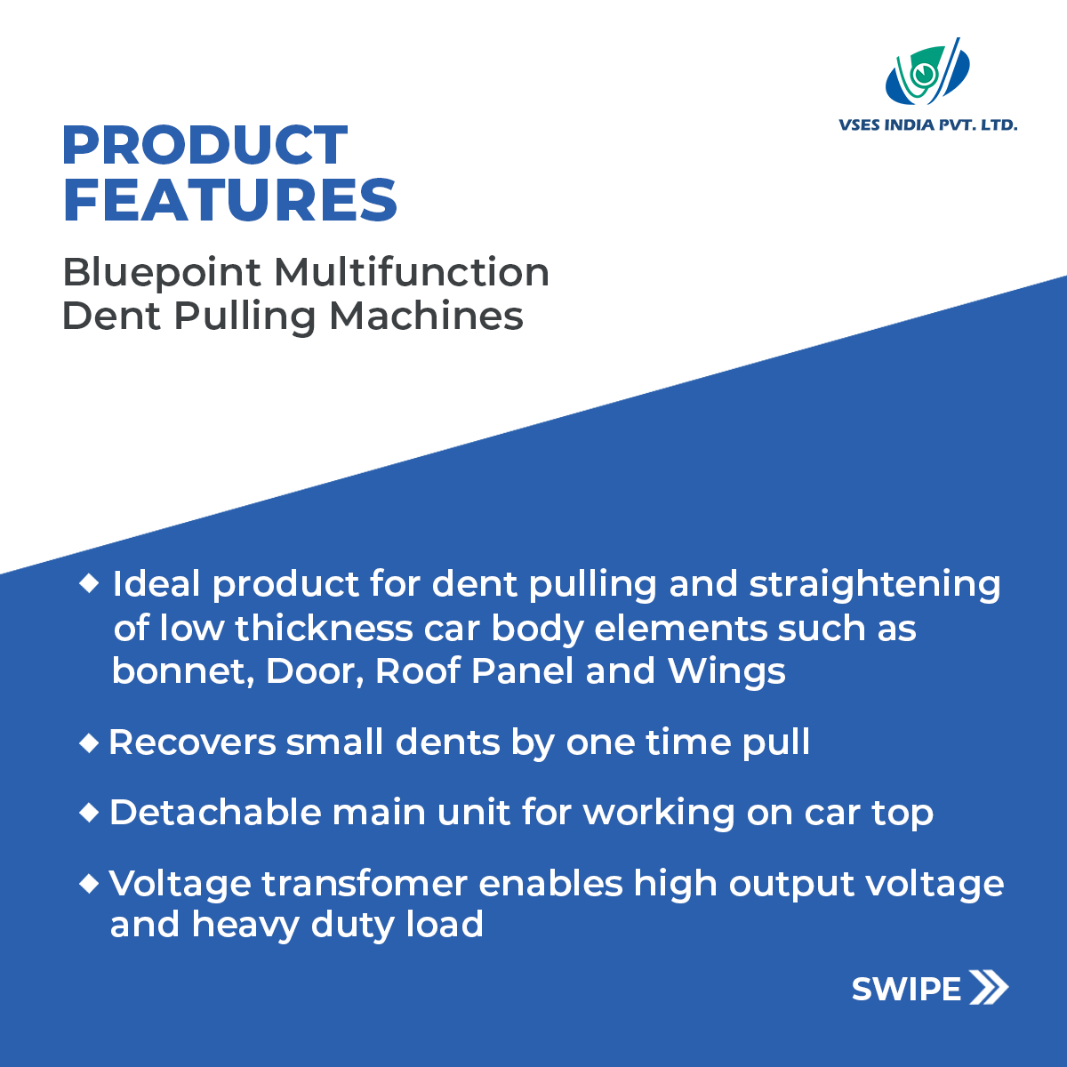vsesindiapvtltd's tweet photo. Introducing Blue-Point Dent Puller for Quality Repair for various Car Body Types.
.
.
#cardentpuller #dentpuller #dentpullingmachine #multifunctiondentpuller #bluepoint #vsesindia https://t.co/IZy8KHCLLQ