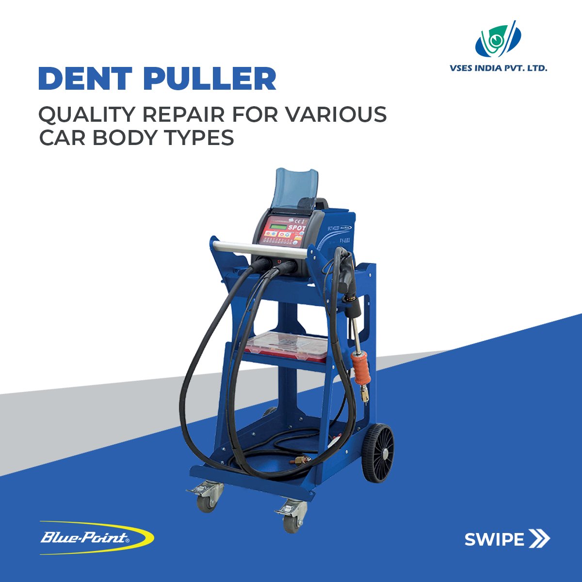 vsesindiapvtltd's tweet photo. Introducing Blue-Point Dent Puller for Quality Repair for various Car Body Types.
.
.
#cardentpuller #dentpuller #dentpullingmachine #multifunctiondentpuller #bluepoint #vsesindia https://t.co/IZy8KHCLLQ