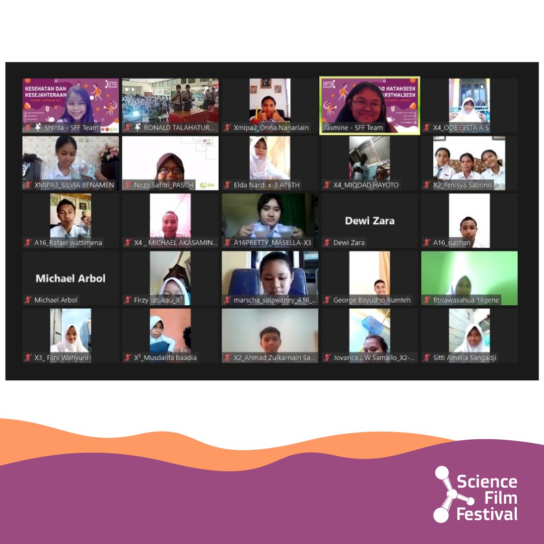 ScienceFilmFest's tweet photo. Halo #SahabatSFF👋

Pada hari ini, Selasa (26/10) Science Film Festival (SFF) berjumpa dengan sahabat yang berasal dari SMA Siwalima Ambon dan SMAN 3 Yogyakarta.

#Science
#ScienceFilmFest
#SFF2021
#ScienceCanBeFun
#GoodHealth
#WellBeing https://t.co/jvbhaGSsbt
