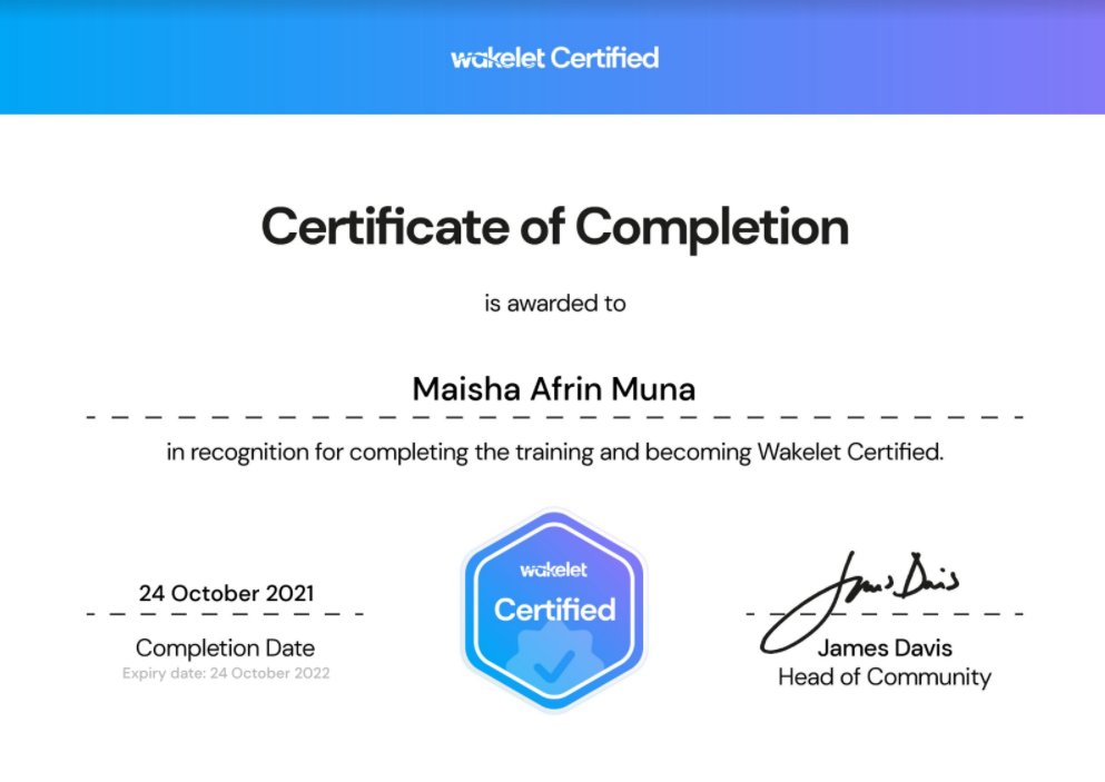 MunaMaisha's tweet photo. Woo!! 🥳  I completed the course and I'm officially Wakelet Certified! 🎉
@wakelet https://t.co/gTPbgqSdkc