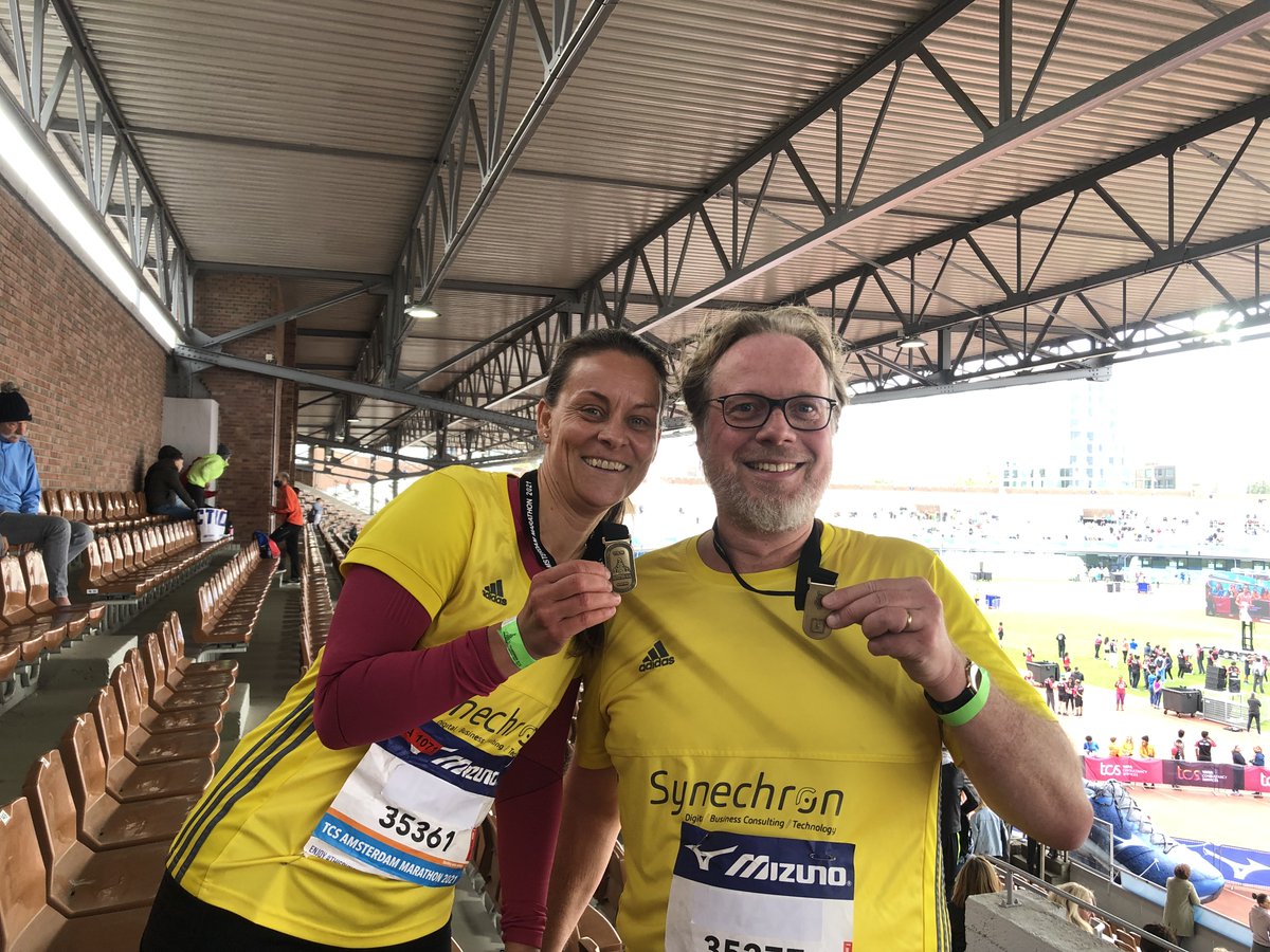 4 Synechronites participated in the TCS Amsterdam Marathon last weekend! We are so proud of you all for coming out and representing team #Synechron!  🏃‍♀️