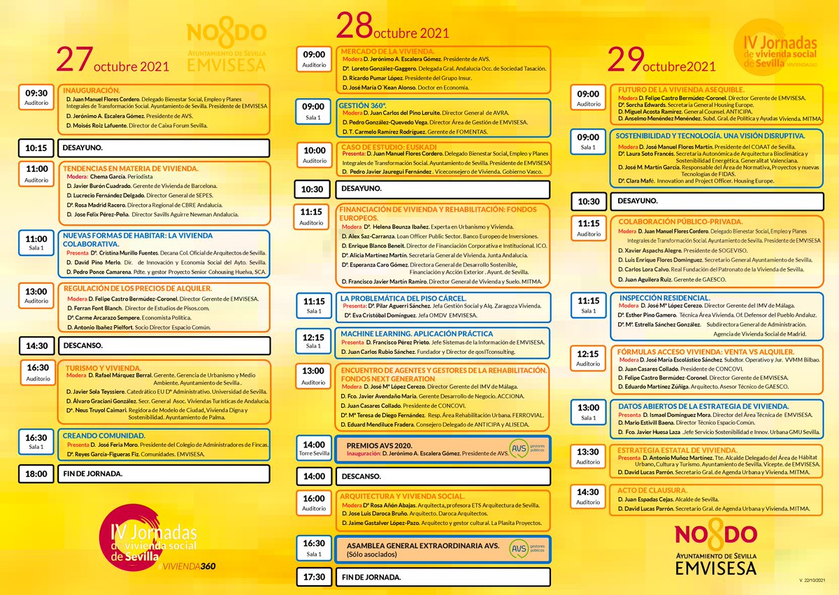 qosITconsulting's tweet image. #Vivienda360 @qosIT participa en las 'IV Jornadas de Vivienda Social de #Sevilla' (27-29/10) que organiza #EMVISESA en @CaixaForum, con la ponencia el 28/10 - 12:15h, 'Machine Learning. Aplicación Práctica', por Juan Carlos Rubio, director en la firma.
#ML