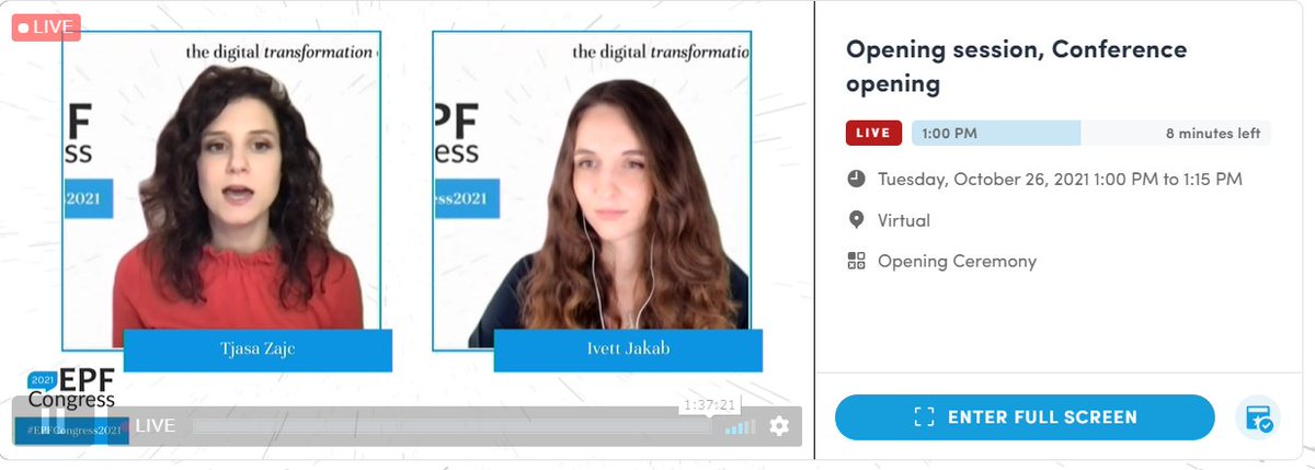 We're live with the #EPFCongress2021! 

Looking forward to 4 days of discussions on the #digitaltransformation of healthcare, hosted by @zajctjasa <a href="/mindthepatient/">Ivett Jakab</a> and with so many great speakers and moderators!

Join the discussion online!