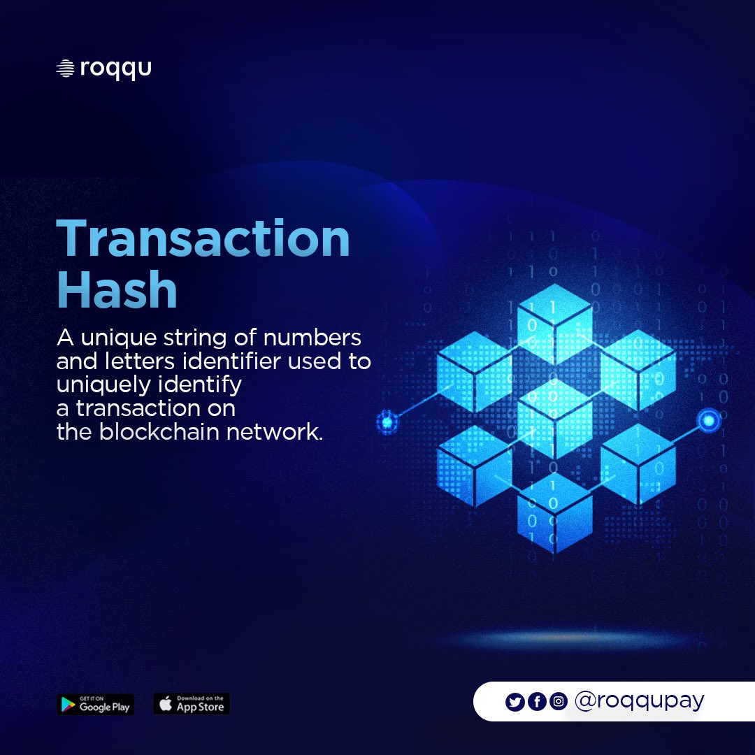 Crypto term for the week TRANSACTION HASH A unique string of numbers and  letters identifier used to uniquely identify a transactions on the  blockchain network. Using the transaction Hash one can easily