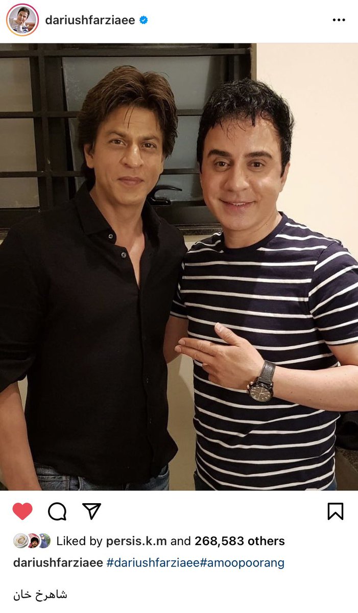 Our two superstars #RezaGolzar & #DariushFarziaee have shown their Suuport to #ShahRukhKhan .
#Iran 🇮🇷 is also stand with you @iamsrk sir ✌🏻❤️
Proud to be your fan from Iran ، 
We all are with you . ❣️

#WeStandWithSRK #AryanKhan