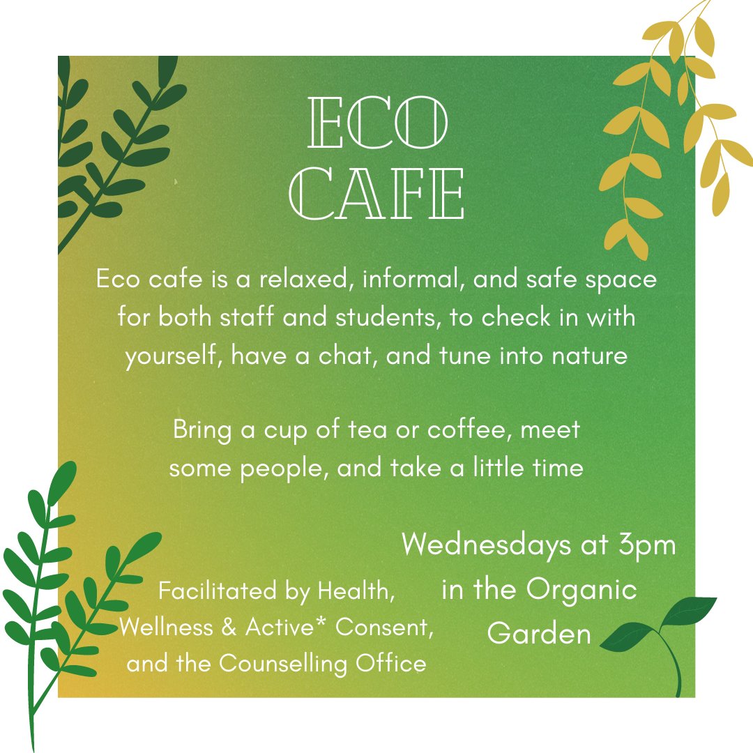 The eco cafe is being held in the Organic Garden on Wednesday 27th for the first time! Come and say hello, get to know some people, and get a breath of fresh air @NUIGwhatson @NUIGHWAC
