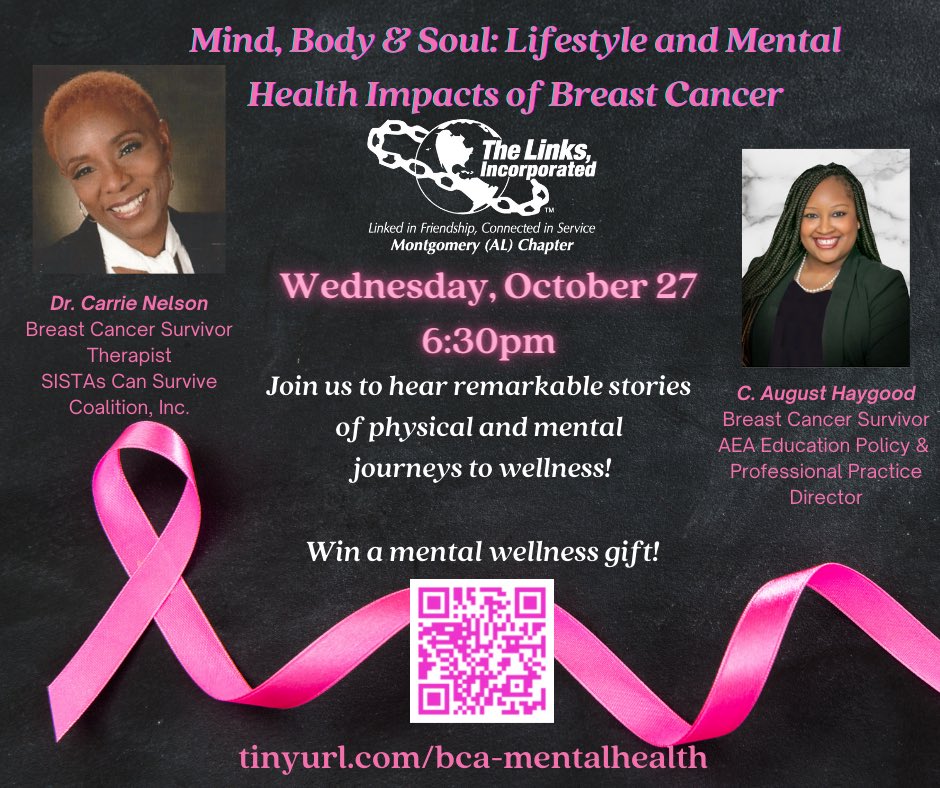 LinksincMgm's tweet photo. Join us for this virtual discussion about the mental health impacts of breast cancer. #linksinpink #linksinc #salinksinc #mgmlinksinc #itsfacet #breastcancerawareness #collectiveexcellence https://t.co/YnBA2bwQKF