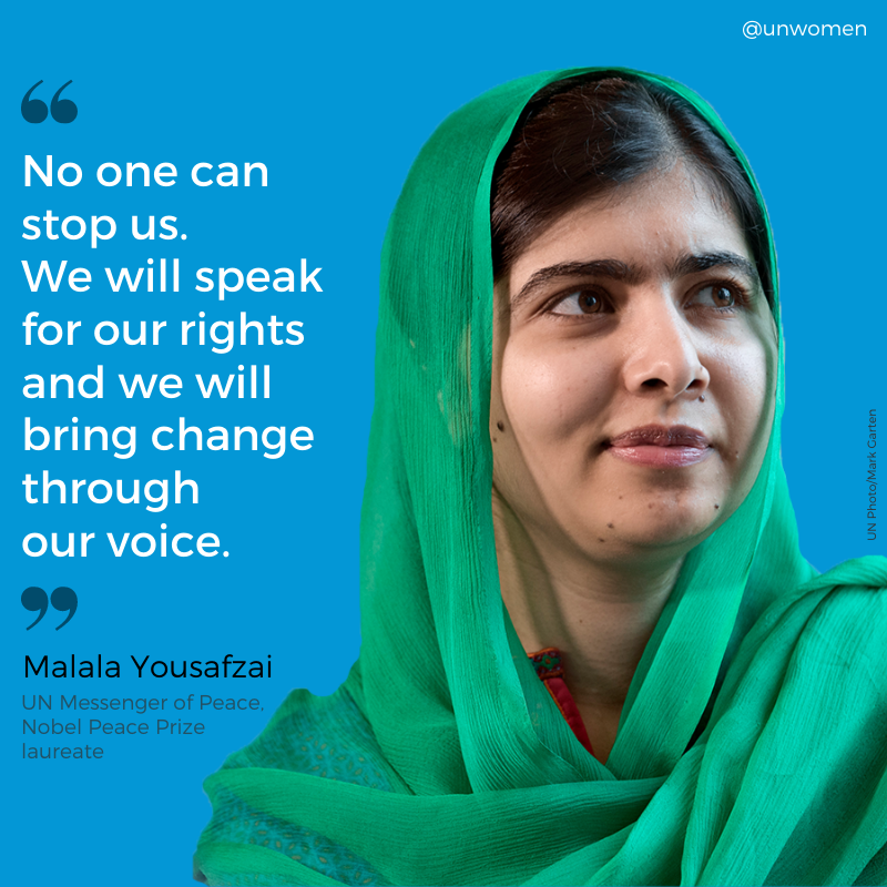 unwomennordic's tweet photo. If we work together, we can improve the lives of all women and girls and make sure that no one is left behind. Join @Malala and @UN_Women in accelerating the progress to achieve #GenerationEquality! https://t.co/osIeunHiz4