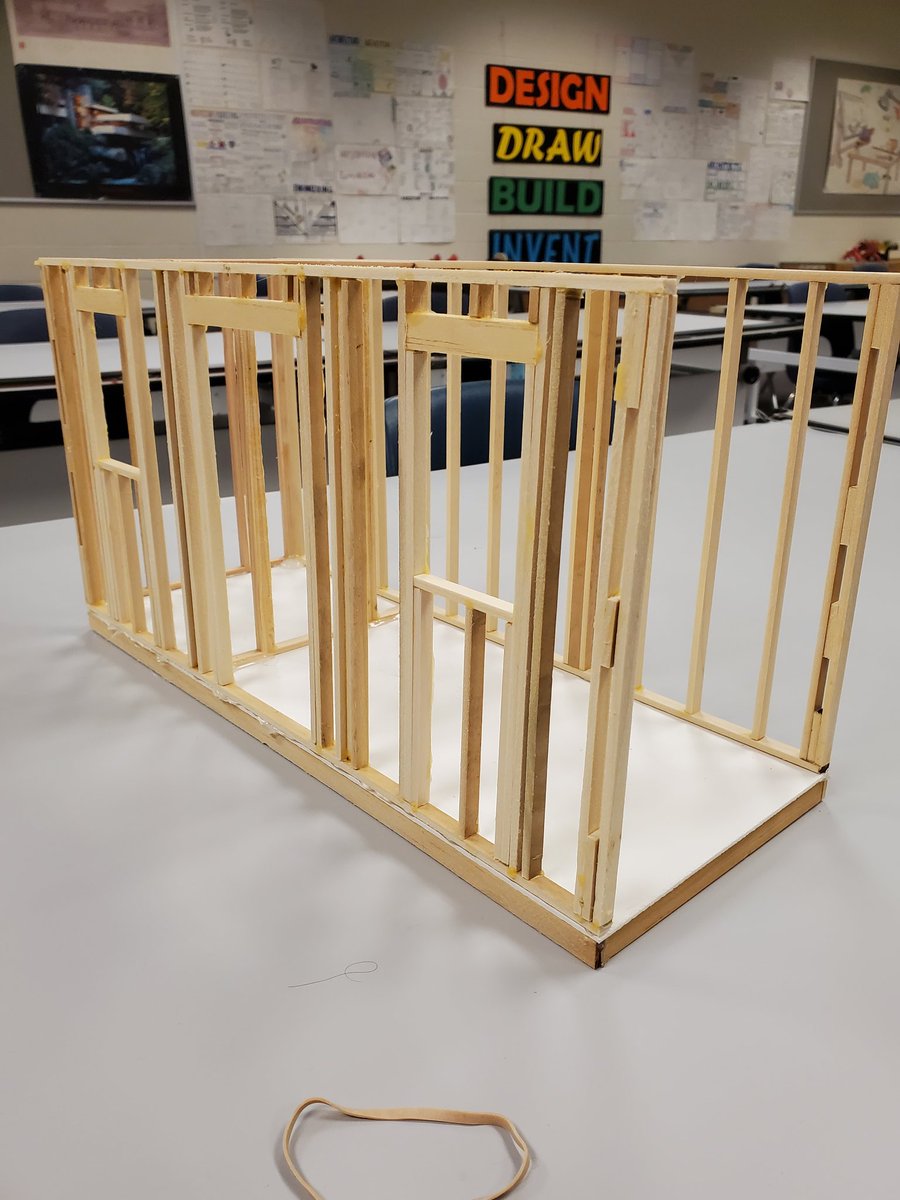 AWHS_IndTech's tweet photo. Structural Coverings &amp; Finishes students working on both a model and real life structure. Building a partial house to finish. Structural members are first. @pentacareerctr #STEM https://t.co/uya9yQOOuC