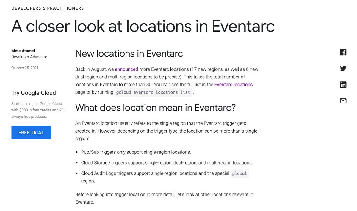 meteatamel's tweet image. Eventarc now supports more than 30 locations. Let's take a closer look at what location means in Eventarc sources, targets:

cloud.google.com/blog/topics/de…

#serverless #eventing @GoogleCloudTech