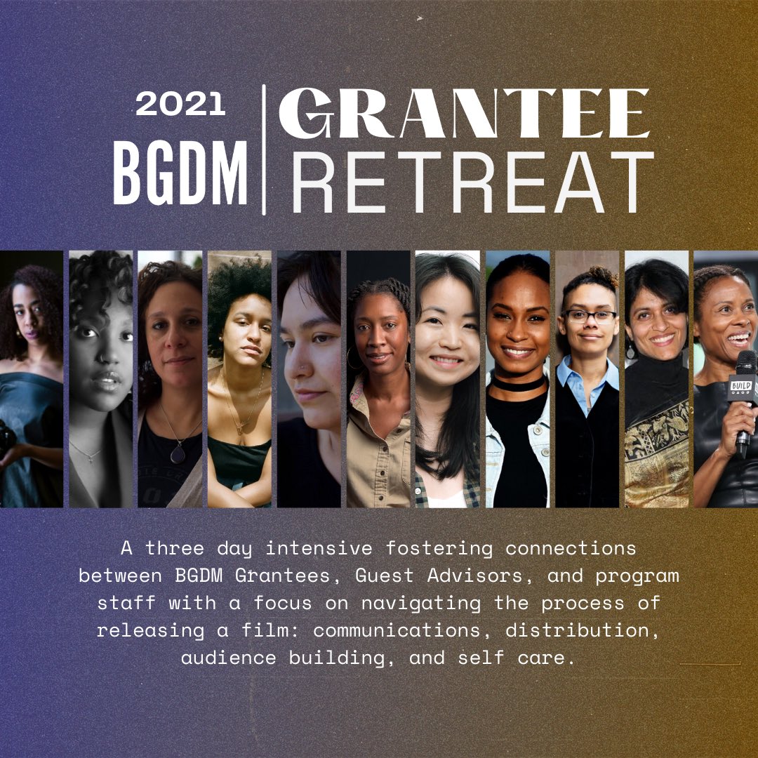 This week kicks off our Inaugural BGDM Grantee Retreat as part of our year long program for our Black Director Grantees and our Sustainable Artist Grantees. Top takeaways and learnings from our sessions will be will be tweeted throughout the intensive!