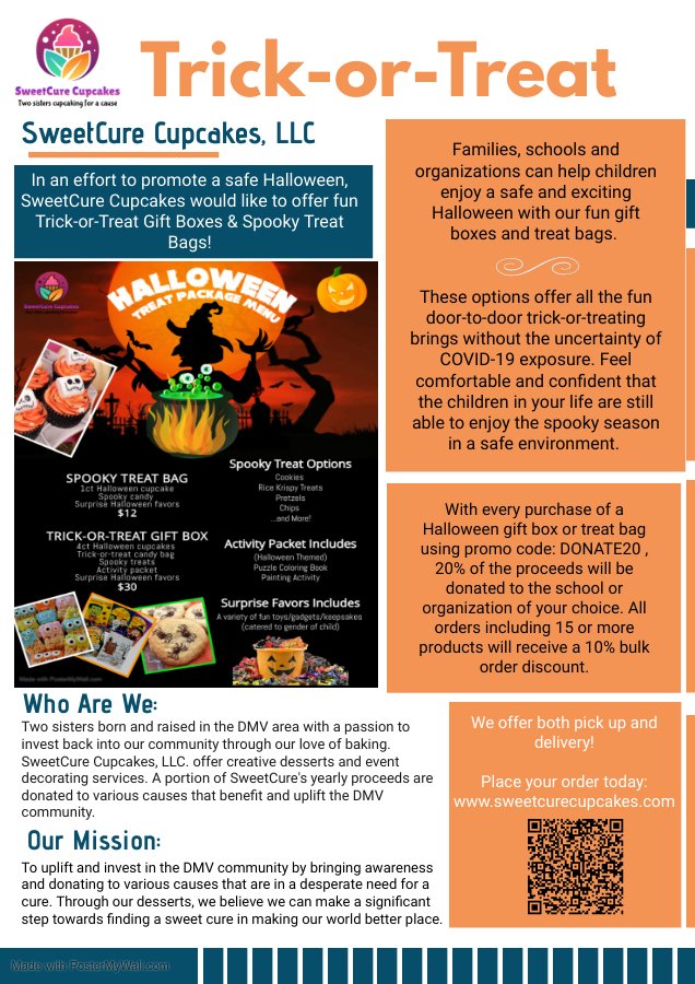 SC_cupcakes's tweet photo. It's almost Halloween Time!! 
We have Halloween Gift Boxes and Bags for the Spooky Season. 

Deals: 10% off 15 orders or more 
20% donation to the school/organization of your choice 
           Code:Donate20
#sweetdeals #sweetcurecupcakes https://t.co/rEvwcPC0xN