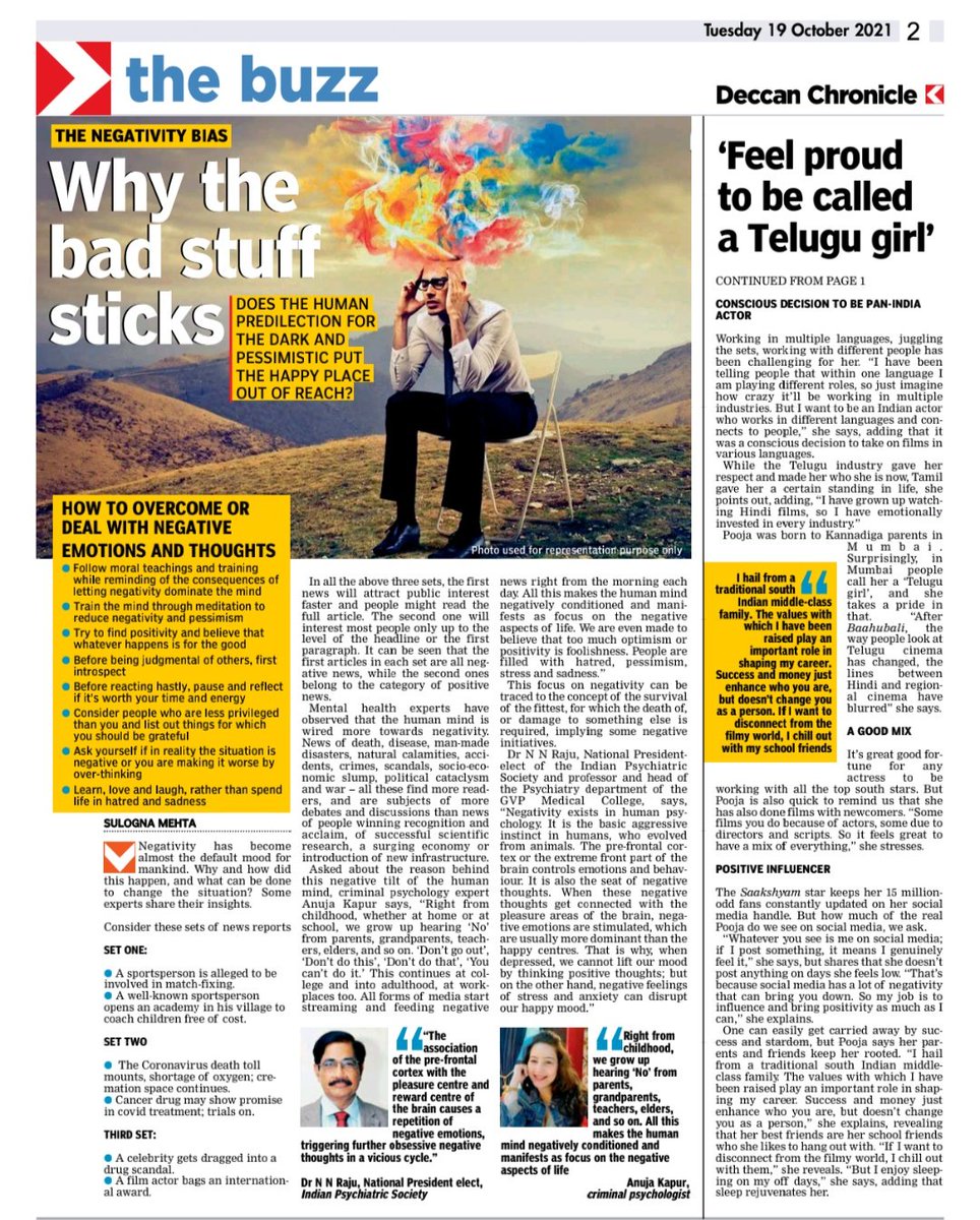 Journo_Smehta's tweet photo. A couple of psycho-analytic articles on the negative, pessimistic bias of the human mind & mass psychology that derives sadistic happiness & gloats when successful celebs endure hardships or a downfall. #DeccanChronicle #AsianAge https://t.co/lsNKG6EeFm