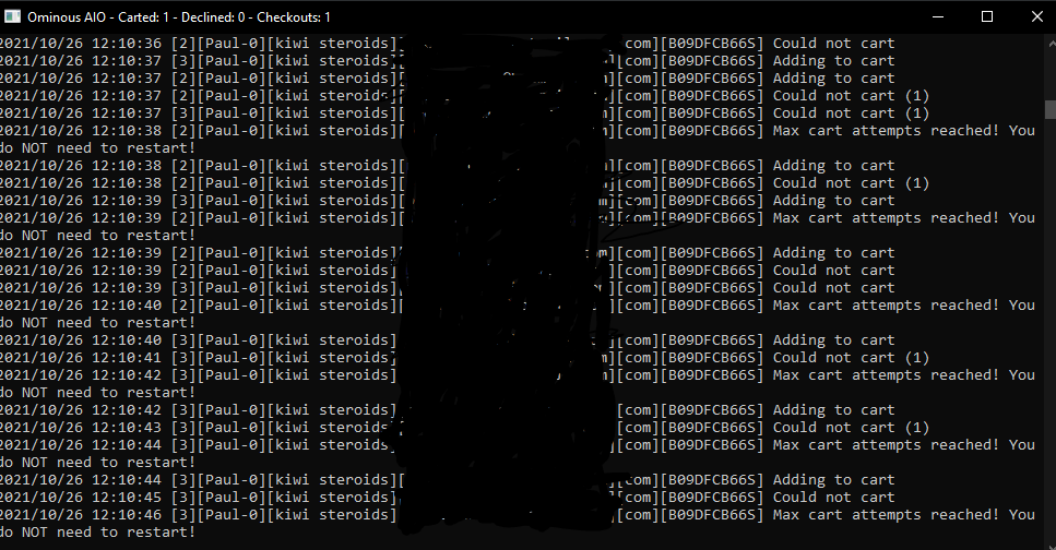 Ran 1 account cause it was all I had for this last-minute setup and <a href="/OminousAIO/">Ominous</a> pulled through along with <a href="/KiwiProxies/">KiwiProxies</a>