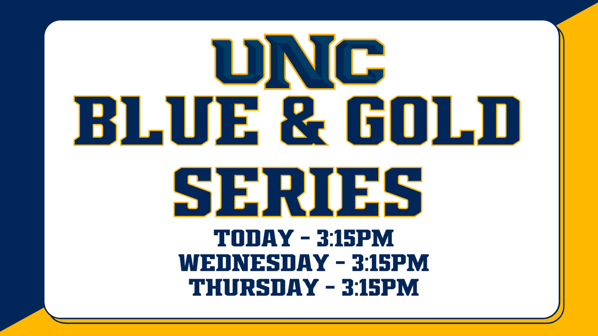 UNC_BearsBSB's tweet photo. #GetUpGreeley

It's time for the Blue &amp; Gold Series!

Come out to Jackson Field and check out your 2022 UNC Bears baseball team compete against one another in a three game series!

Game 1 - Today at 3:15pm
Game 2 - Tomorrow at 3:15pm
Game 3 - Thursday at 3:15pm

Go B.E.A.R.S. https://t.co/MdVvW2B2sW