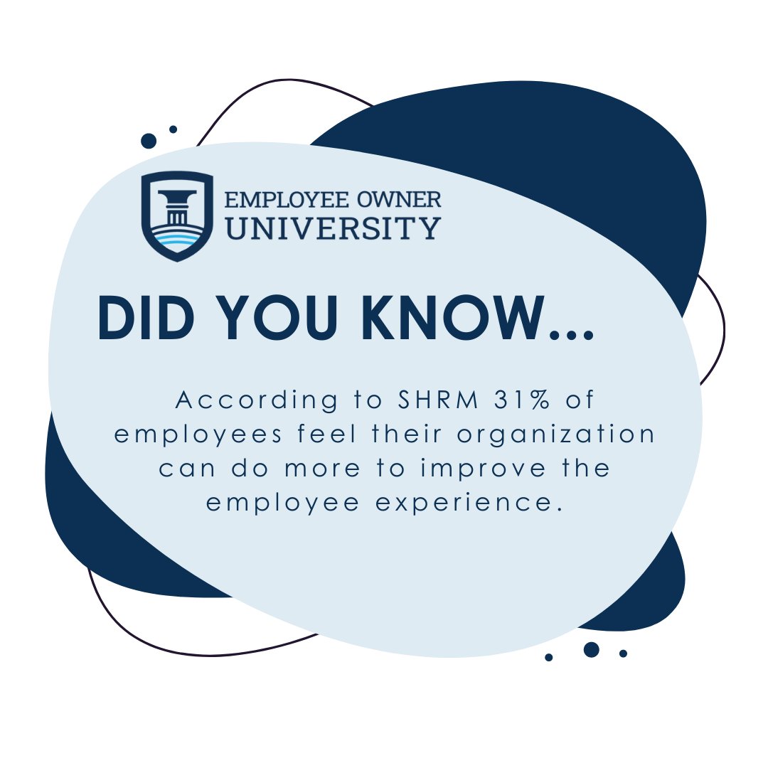 What are you doing to make sure your employees feel valued and are engaged? 

If you need help with employee engagement, contact us!  info@employeeowneruniversity.com | (888) 944-9377

#employeeengagement #eom2021 #employeeengagementstrategies #employeeowned