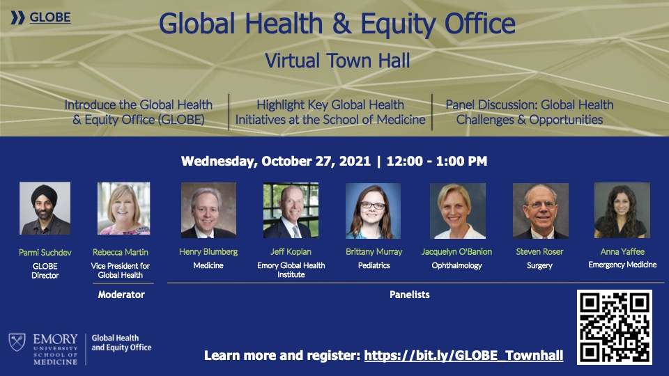 Emory Global Engagement (@emoryglobal) on Twitter photo Our team is excited to learn more about the new <a href="/EmoryMedicine/">Emory School of Medicine</a> Global Health & Equity Office. Join us tomorrow for their virtual town hall to learn more! Our team is excited to learn more about the new <a href="/EmoryMedicine/">Emory School of Medicine</a> Global Health & Equity Office. Join us tomorrow for their virtual town hall to learn more!