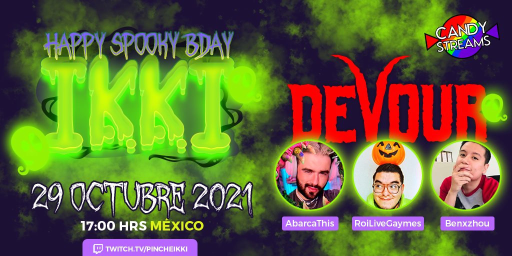 ikkibertho's tweet photo. ¡Amikes! Me complace anunciar que tendré un colab con 3 personas que tengo el honor de llamar amigos y fueron una inspiración para el #stream @abarcathis @roilivegaymes @benxzhou integrantes de #CandyStreamsMx jugando #DEVOUR 👹🍭
#twitch #lgbt @candystreamsmx https://t.co/SKmui9WZ4B