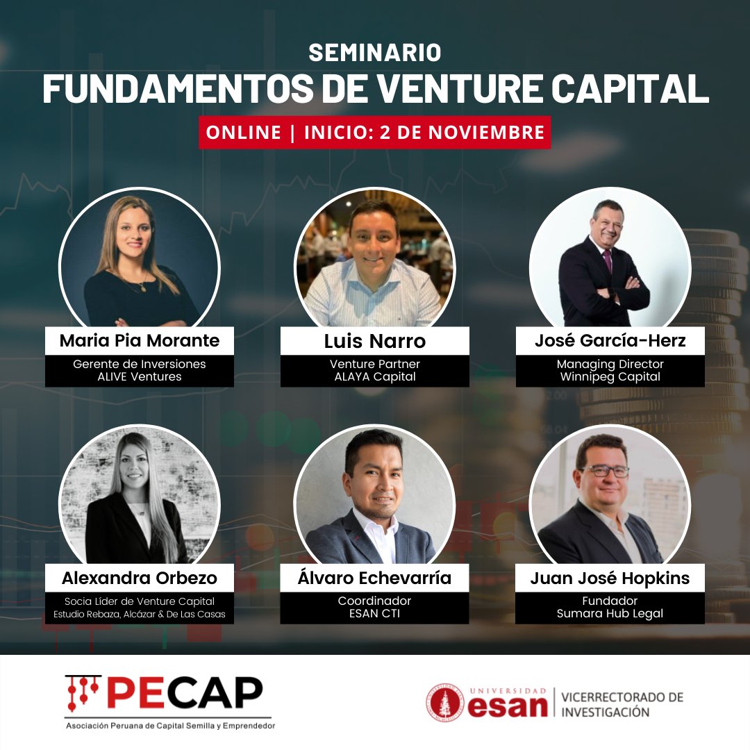 PECAP_'s tweet photo. ¿Cómo se invierte en Startups?
@EsanVdi y #PECAP te compartirán sus experiencias en el #seminario Fundamentos de Venture Capital.
Descuentos hasta el 28/10: 25% mujeres, 25% personas de regiones y 30% Asociados y afiliados a PECAP
https://t.co/r6J1i9OV8l
https://t.co/XbaVoF9Y5W https://t.co/kL5quSfMke