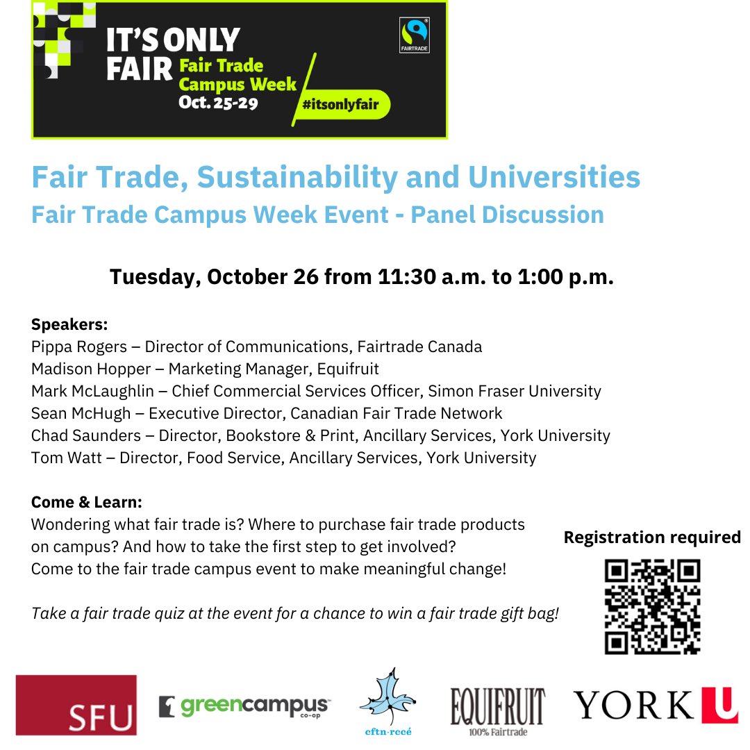 vancityMark's tweet photo. ⁦@yorkuniversity⁩ Driving positive change pushing to become Canada’s next Fair Trade Campus @YorkUPresident #ItsOnlyFair https://t.co/zAhqWcnQP8