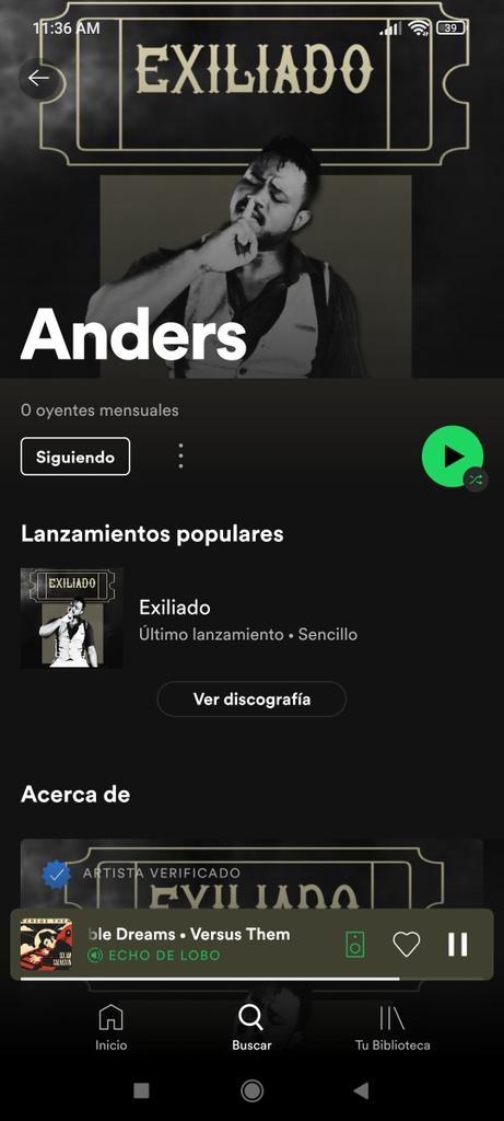 NekuSNK's tweet photo. Madres...
Siguiendo al buen @Andersmusic_ . Ya está en #Spotify y es un artista verificado.
Vayan a escuchar su canción, está bien suave el ritmo y la letra no tiene madre.
#Exiliado. https://t.co/6F1uW5ioiq