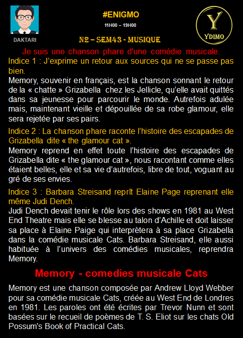 bossydimo's tweet image. #ENIGMO N2-SEM43-MUSIQUES

📜 @dicodimo