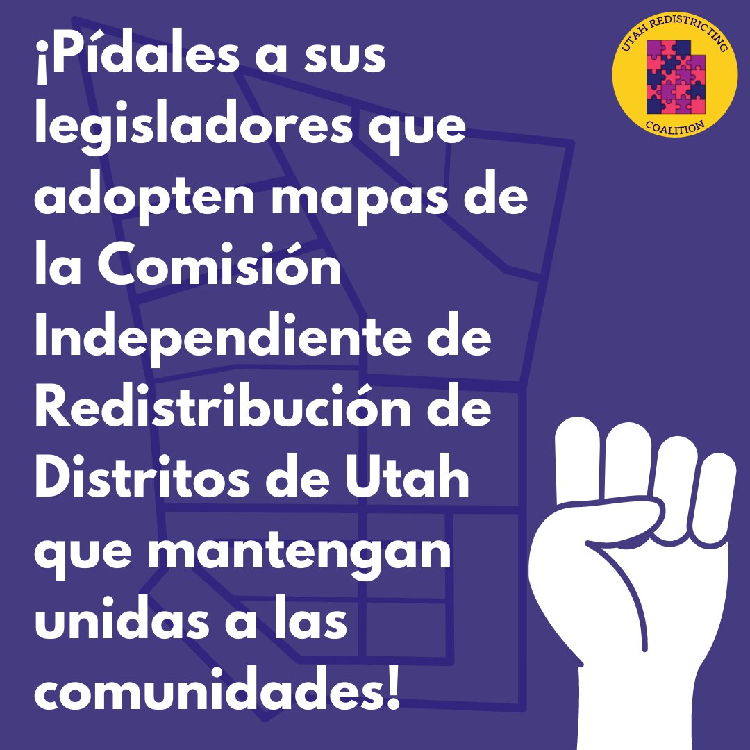 ¡Actúa hoy! Utilice el enlace a continuación para encontrar y ponerse en contacto con sus legisladores. #fairmapsutah #utpol #utleg #utahredistricting

le.utah.gov/GIS/findDistri…