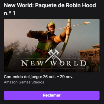 UniversoTL's tweet photo. Ya se puede reclamar el 1er Paquete de Robin Hood con Twitch prime de @playnewworld .

#NewWorldMMO 

▶️ https://t.co/15PpjiMfT2 https://t.co/eR0MNNjHey