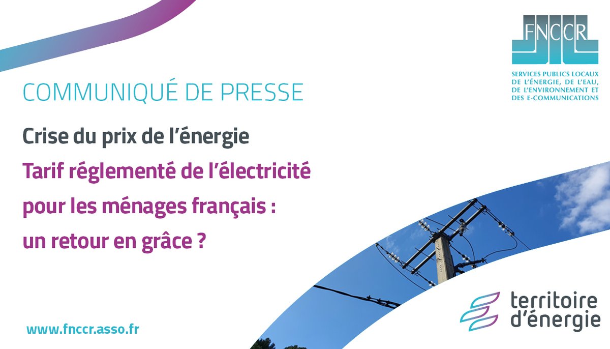 fnccr's tweet photo. [Communiqué de #presse @FNCCR] 📑
Crise du prix de l’énergie ⚡️📈
Tarif réglementé de l’électricité pour les ménages français : un retour en grâce ?
https://t.co/6FpM6SNZbS
#Conso #ServicePublic #Territoire #AODE https://t.co/e1plrS03Ad