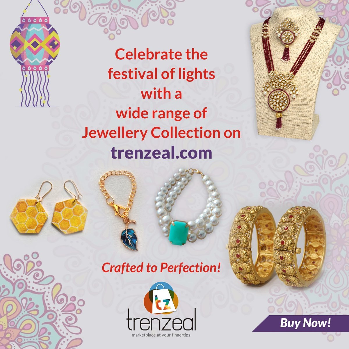 TrenZeal's tweet photo. Celebrate the festival of lights with a wide range of Jewellery Collection on https://t.co/p9PRf9BHbD 
Crafted to Perfection! 

Visit our Trenzeal Website Now: https://t.co/0z8ySVicMF
Or
Link in Bio ... @trenzeal
.
#trenzeal #marketonyourfingertips #womenenterpreneur #coupon https://t.co/wvySfuQtlK