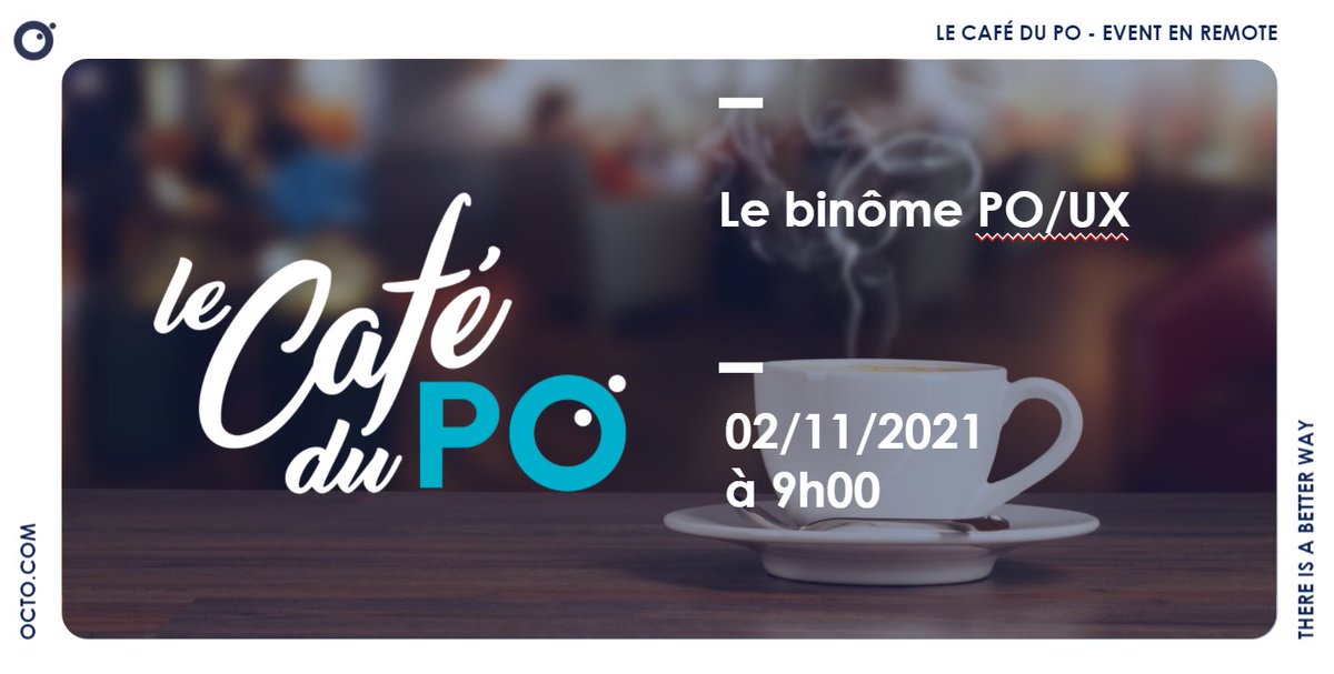 🎉Le #cafeduPO by <a href="/OCTOTechnology/">OCTO Technology</a> revient pour un 5ème épisode !
🎙Nous échangerons avec nos Octos Marion Léonard (PM) et Alizée Lambert (UX &amp; Product Designer) sur le binôme PO/UX sur un produit.
RDV le 2 novembre à 9h ! 
Pour s'inscrire, c'est en commentaire. #PO #agile #UX