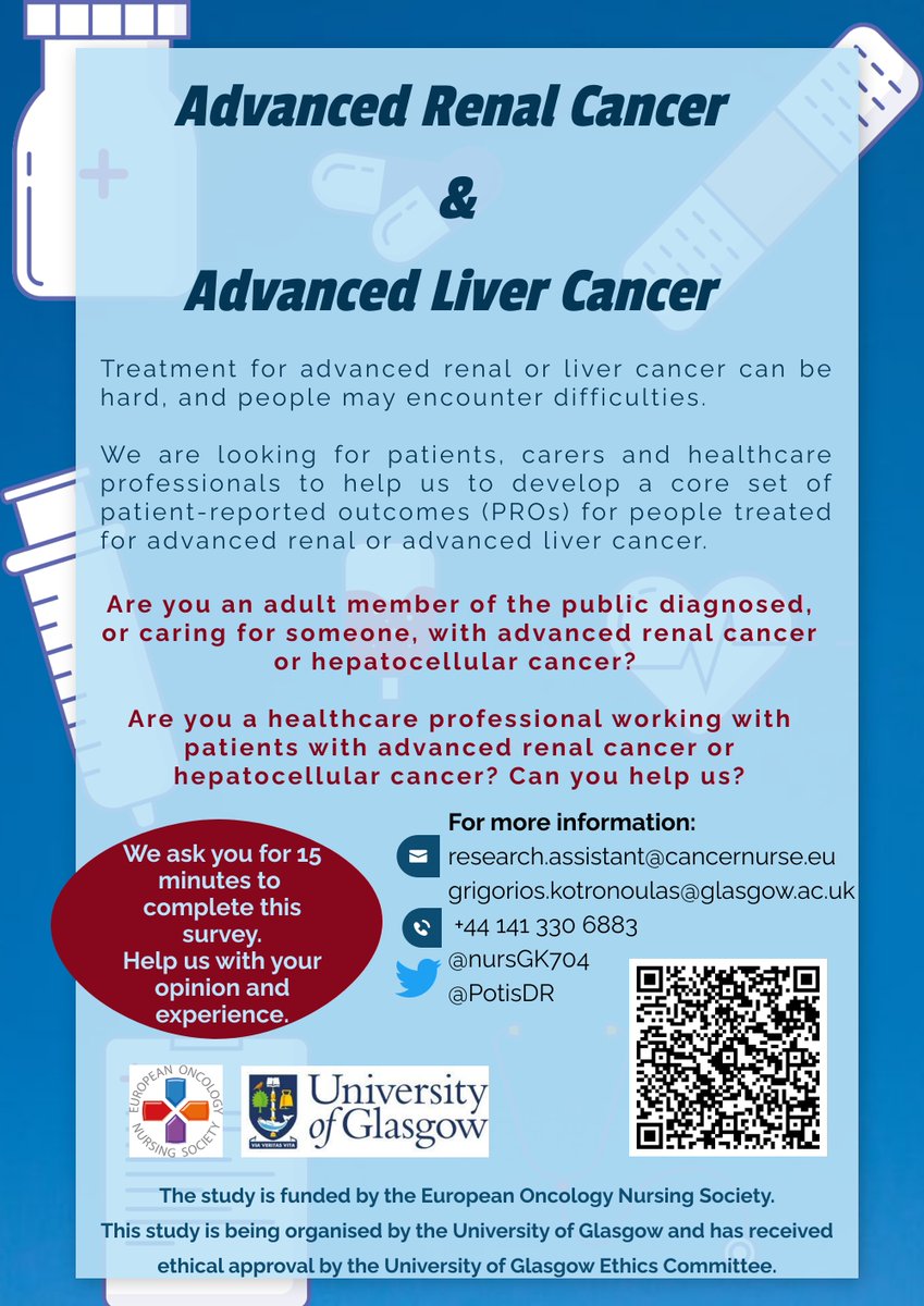 cancernurseEU's tweet photo. Are you a healthcare professional treating #renalcancer #livercancer: What patient outcomes do you monitor as priority? Take part in our Delphi study and help #patientsoutcomes. @cancernurse @UofGlasgow @PotisDR @nursGK704 https://t.co/rmPEoJfNc6