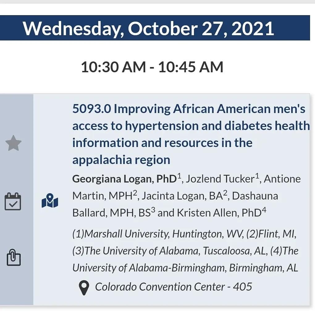 Excited to be sharing our work at APHA #APHA2021 #MensHealth #healthdisparities