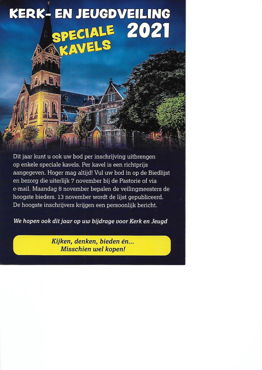 CorneliusLimmen's tweet photo. SPECIALE KAVELS KERK- EN JEUGDVEILING 2021 https://t.co/EfNqXLSCXm