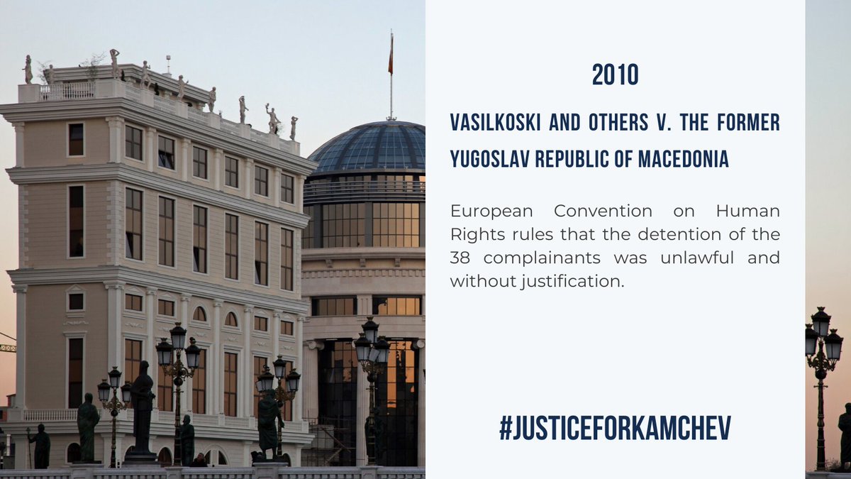 #JordanKamchev’s lawyers contend that NM’s judicial authorities have failed to abide by a prev 2010 ruling by the <a href="/ECHR_CEDH/">ECHR CEDH</a> concerning complaints by 38 people detained unlawfully &amp; without justification.
Read more on Mr Kamchev’s case: arbitrarydetention.org/jordan-kamchev
#JusticeForKamchev