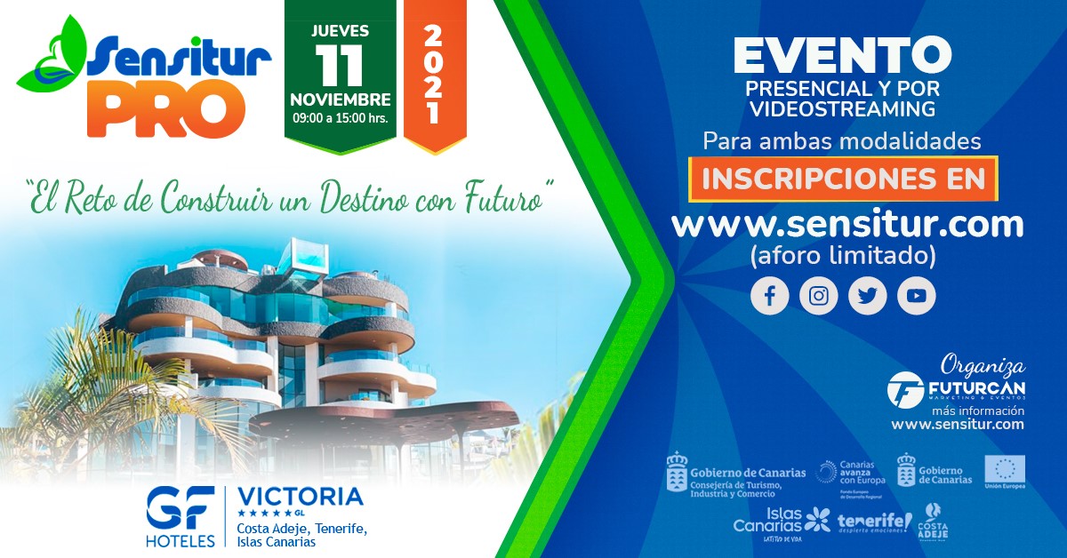 sensitur's tweet image. En #SensiturPro se tratará de poner en valor #modeloseficientes de #desarrollosostenible en toda la cadena de valor de la #industriaturística.

🗓️Jueves 11/11 de 9:00 a 15:00 hrs en el #GFVictoria, @gfhoteles, en @costa_adeje  
✅ Inscripción
sensitur.com/jornadas-sensi…