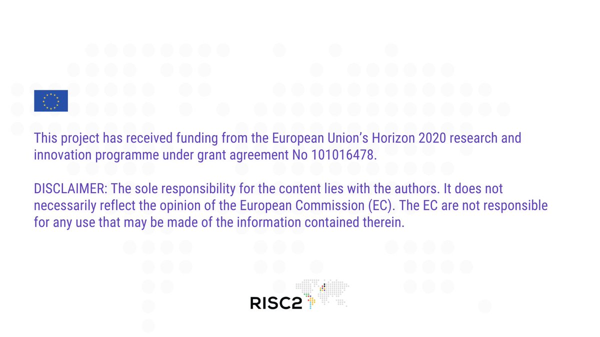 RISC2Project's tweet image. This project receives funding from the @EU_2020 Research & Innovation Programme. Any related tweets reflect only the views of the project owner.
#RISC2 #ResearchImpactEU #H2020 #Horizon2020