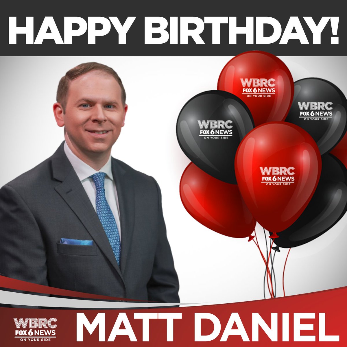 WBRCnews's tweet photo. Happy Birthday, @mattdanielwx! We’re forecasting comfortable weather, a little guitar playing, and a lot of Carlos the Cat snuggles on your special day. https://t.co/d9fCj7cgnq https://t.co/6LPL6aZxKr