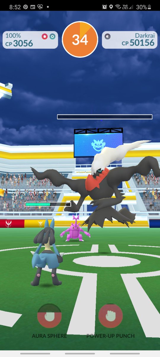 HundoShinny's tweet photo. Darkrai Duo with 35 sec to spare. Flexing also my lvl 50 hundo lucario 💪 

#PokemonGO
#PokemonGoRaids https://t.co/Ce9jpwqVCW