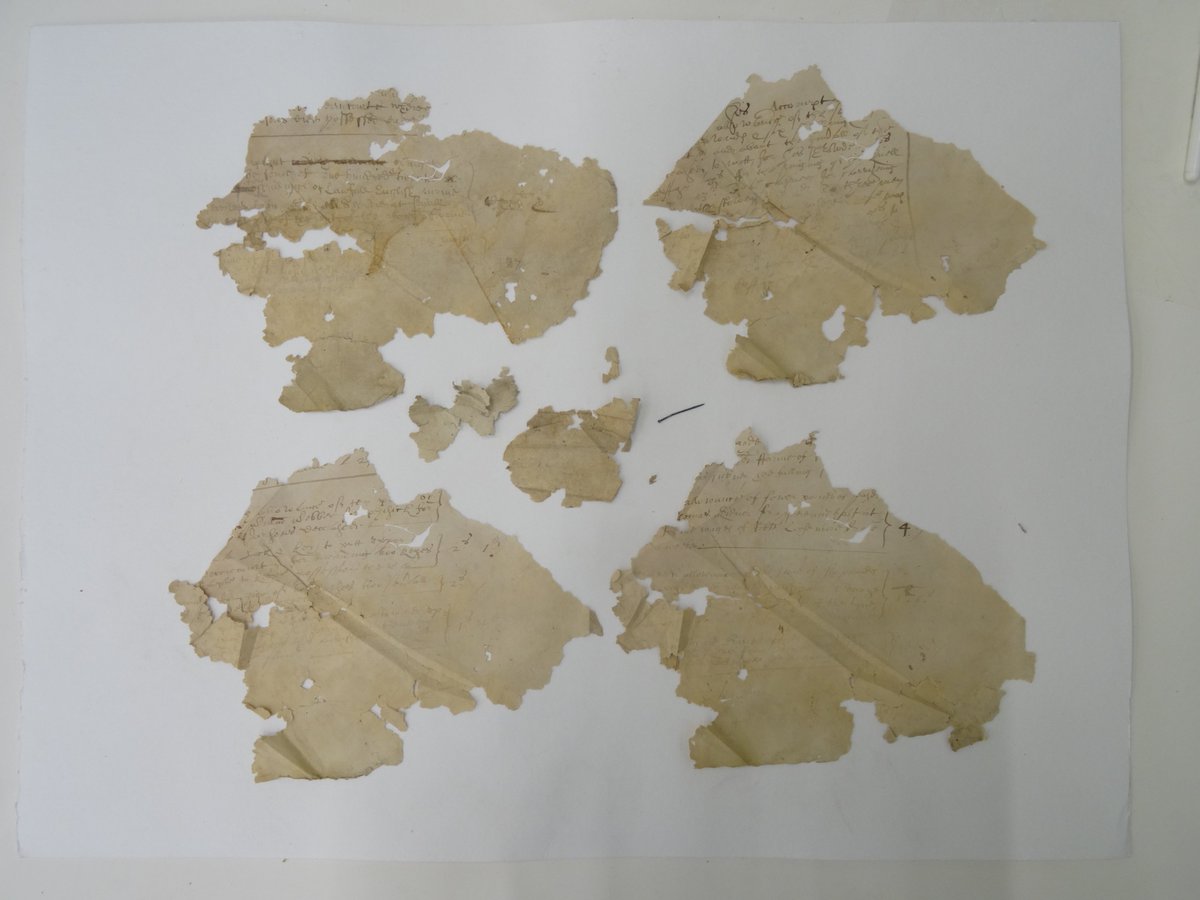 TheBiblioGeek's tweet image. Some fragments to untangle and repair.

#PaperConservation #Muddle #Damaged #Preservation #Archives #Repair #Paper #Old #Somerset #History #HandSkills #BeforeConservation #BehindTheScenes