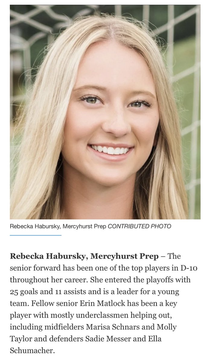 MercyhurstS's tweet image. Becka, Erin, Marisa, Molly, Sadie and Ella get the mention in today’s Erie Times ⚽️