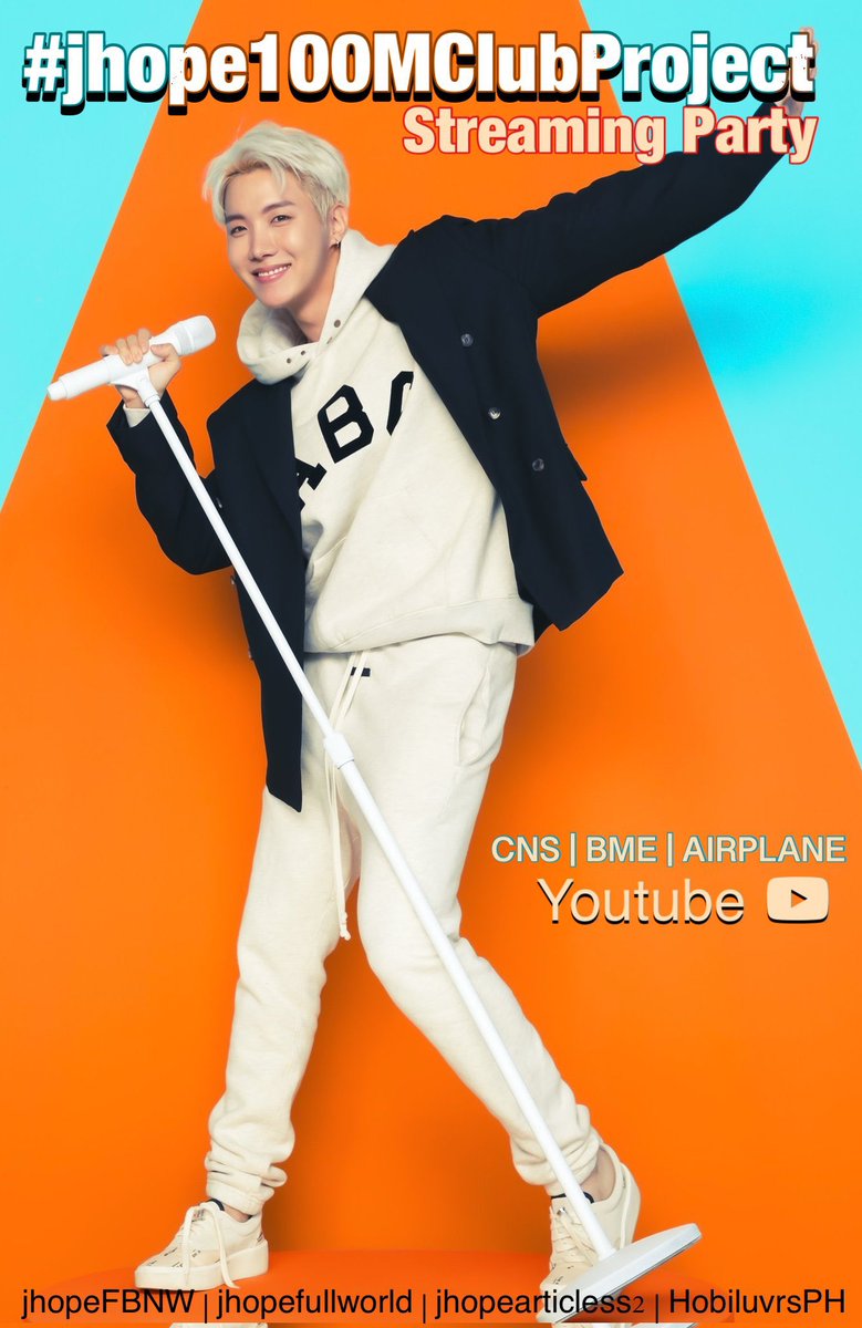 jhopefullworld's tweet photo. #jhope100MClubProject streaming party has started. 

♦️Host: Me 
♦️Today Focus: CHICKEN NOODLE SOUP, BME &amp; AIRPLANE 
♦️Platform: YouTube
♦️Playlist:https://t.co/zS4b9r10a9

Share your SS under this tweet &amp; tag your moots

Let’s get a new 100M 
#jhope #제이홉 https://t.co/B95ijV608t