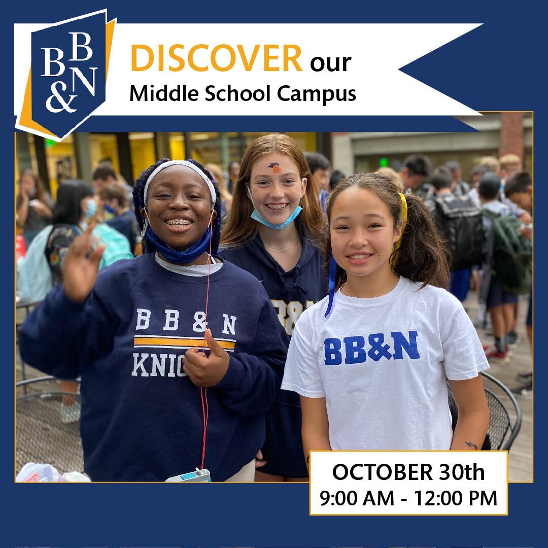 Please join us for a campus tour and visit with faculty and community members on October 30.  Details and registration at bbns.org/discover. #bbnmiddleschool #bbnschool #uknighted
