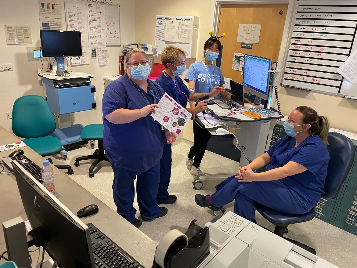 MftTeresa's tweet photo. My dear Theatre friends @MFT_SMH are getting to know Hiveππ good turn out and very impressed with #OpTime Device integration, information sharing, Specimens and Safety Check etc.. βJust need to use it nowβ β€οΈ Exactly ππ π #HiveisComing @MFT_HIVE ππ https://t.co/V0pYO3TckD